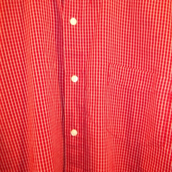 Chaps Mens Button Down Shirt Size XL Pocket Checkered Long Sleeve Red White - Picture 3 of 6
